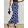 imageBTFBM Womens Floral Mesh Midi Skirt Elastic High Waisted Boho Elegant Mermaid 2025 Summer Fall Long Skirts for WomenDusty Blue