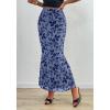 imageBTFBM Womens Floral Mesh Midi Skirt Elastic High Waisted Boho Elegant Mermaid 2025 Summer Fall Long Skirts for WomenDusty Blue