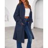 imageBTFBM Womens Long Cardigan Sweater Fall Winter 2025 Long Sleeve Sweaters Coat Open Front Loose Casual Knit OutwearNavy Blue
