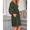 imageBTFBM Womens Long Sleeve Dress Vacation Square Neck Smocked Floral Swiss Dot Mini Boho Fall Wedding Guest Dresses 2025Army Green