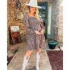 imageBTFBM Womens Long Sleeve Dress Vacation Square Neck Smocked Floral Swiss Dot Mini Boho Fall Wedding Guest Dresses 2025Floral Blue Orange