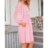 imageBTFBM Womens Long Sleeve Dress Vacation Square Neck Smocked Floral Swiss Dot Mini Boho Fall Wedding Guest Dresses 2025Pink