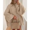imageBTFBM Womens Oversized Cardigans 2025 Fall Winter Outerwear Lantern Long Sleeve Button Down Chunky Knit Sweaters CoatsApricot