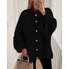 imageBTFBM Womens Oversized Cardigans 2025 Fall Winter Outerwear Lantern Long Sleeve Button Down Chunky Knit Sweaters CoatsBlack