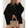 imageBTFBM Womens Oversized Cardigans 2025 Fall Winter Outerwear Lantern Long Sleeve Button Down Chunky Knit Sweaters CoatsBlack