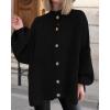 imageBTFBM Womens Oversized Cardigans 2025 Fall Winter Outerwear Lantern Long Sleeve Button Down Chunky Knit Sweaters CoatsBlack
