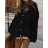 imageBTFBM Womens Oversized Cardigans 2025 Fall Winter Outerwear Lantern Long Sleeve Button Down Chunky Knit Sweaters CoatsBlack