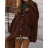 imageBTFBM Womens Oversized Cardigans 2025 Fall Winter Outerwear Lantern Long Sleeve Button Down Chunky Knit Sweaters CoatsBrown