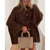 imageBTFBM Womens Oversized Cardigans 2025 Fall Winter Outerwear Lantern Long Sleeve Button Down Chunky Knit Sweaters CoatsBrown