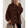 imageBTFBM Womens Oversized Cardigans 2025 Fall Winter Outerwear Lantern Long Sleeve Button Down Chunky Knit Sweaters CoatsBrown