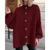 imageBTFBM Womens Oversized Cardigans 2025 Fall Winter Outerwear Lantern Long Sleeve Button Down Chunky Knit Sweaters CoatsBurgundy