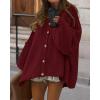 imageBTFBM Womens Oversized Cardigans 2025 Fall Winter Outerwear Lantern Long Sleeve Button Down Chunky Knit Sweaters CoatsBurgundy