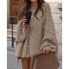 imageBTFBM Womens Oversized Cardigans 2025 Fall Winter Outerwear Lantern Long Sleeve Button Down Chunky Knit Sweaters CoatsCamel