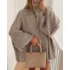 imageBTFBM Womens Oversized Cardigans 2025 Fall Winter Outerwear Lantern Long Sleeve Button Down Chunky Knit Sweaters CoatsCamel