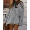 imageBTFBM Womens Oversized Cardigans 2025 Fall Winter Outerwear Lantern Long Sleeve Button Down Chunky Knit Sweaters CoatsGrey