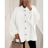 imageBTFBM Womens Oversized Cardigans 2025 Fall Winter Outerwear Lantern Long Sleeve Button Down Chunky Knit Sweaters CoatsWhite