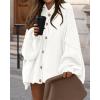 imageBTFBM Womens Oversized Cardigans 2025 Fall Winter Outerwear Lantern Long Sleeve Button Down Chunky Knit Sweaters CoatsWhite