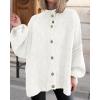 imageBTFBM Womens Oversized Cardigans 2025 Fall Winter Outerwear Lantern Long Sleeve Button Down Chunky Knit Sweaters CoatsWhite