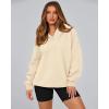 imageBTFBM Womens Oversized Hoodies Casual Fleece Long Sleeve V Neck Sweatshirts 2025 Trendy Spring Outfits Fall ClothesApricot