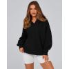 imageBTFBM Womens Oversized Hoodies Casual Fleece Long Sleeve V Neck Sweatshirts 2025 Trendy Spring Outfits Fall ClothesBlack