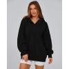 imageBTFBM Womens Oversized Hoodies Casual Fleece Long Sleeve V Neck Sweatshirts 2025 Trendy Spring Outfits Fall ClothesBlack