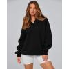 imageBTFBM Womens Oversized Hoodies Casual Fleece Long Sleeve V Neck Sweatshirts 2025 Trendy Spring Outfits Fall ClothesBlack