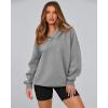 imageBTFBM Womens Oversized Hoodies Casual Fleece Long Sleeve V Neck Sweatshirts 2025 Trendy Spring Outfits Fall ClothesGrey