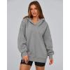 imageBTFBM Womens Oversized Hoodies Casual Fleece Long Sleeve V Neck Sweatshirts 2025 Trendy Spring Outfits Fall ClothesGrey