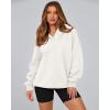 imageBTFBM Womens Oversized Hoodies Casual Fleece Long Sleeve V Neck Sweatshirts 2025 Trendy Spring Outfits Fall ClothesWhite