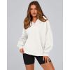 imageBTFBM Womens Oversized Hoodies Casual Fleece Long Sleeve V Neck Sweatshirts 2025 Trendy Spring Outfits Fall ClothesWhite