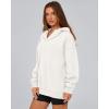 imageBTFBM Womens Oversized Hoodies Casual Fleece Long Sleeve V Neck Sweatshirts 2025 Trendy Spring Outfits Fall ClothesWhite