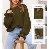 imageBTFBM Womens Oversized Sweater Crewneck Long Sleeve Fuzzy Knit Chunky Pullover Sweaters 2025 Fall Winter Trendy OutfitsArmy Green