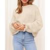 imageBTFBM Womens Oversized Sweater Crewneck Long Sleeve Fuzzy Knit Chunky Pullover Sweaters 2025 Fall Winter Trendy OutfitsBeige