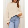 imageBTFBM Womens Oversized Sweater Crewneck Long Sleeve Fuzzy Knit Chunky Pullover Sweaters 2025 Fall Winter Trendy OutfitsBeige