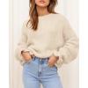 imageBTFBM Womens Oversized Sweater Crewneck Long Sleeve Fuzzy Knit Chunky Pullover Sweaters 2025 Fall Winter Trendy OutfitsBeige