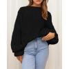 imageBTFBM Womens Oversized Sweater Crewneck Long Sleeve Fuzzy Knit Chunky Pullover Sweaters 2025 Fall Winter Trendy OutfitsBlack