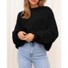 imageBTFBM Womens Oversized Sweater Crewneck Long Sleeve Fuzzy Knit Chunky Pullover Sweaters 2025 Fall Winter Trendy OutfitsBlack