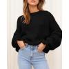 imageBTFBM Womens Oversized Sweater Crewneck Long Sleeve Fuzzy Knit Chunky Pullover Sweaters 2025 Fall Winter Trendy OutfitsBlack