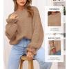 imageBTFBM Womens Oversized Sweater Crewneck Long Sleeve Fuzzy Knit Chunky Pullover Sweaters 2025 Fall Winter Trendy OutfitsCamel