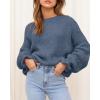 imageBTFBM Womens Oversized Sweater Crewneck Long Sleeve Fuzzy Knit Chunky Pullover Sweaters 2025 Fall Winter Trendy OutfitsGrey Blue
