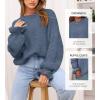imageBTFBM Womens Oversized Sweater Crewneck Long Sleeve Fuzzy Knit Chunky Pullover Sweaters 2025 Fall Winter Trendy OutfitsGrey Blue