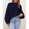imageBTFBM Womens Oversized Sweater Crewneck Long Sleeve Fuzzy Knit Chunky Pullover Sweaters 2025 Fall Winter Trendy OutfitsNavy