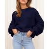 imageBTFBM Womens Oversized Sweater Crewneck Long Sleeve Fuzzy Knit Chunky Pullover Sweaters 2025 Fall Winter Trendy OutfitsNavy