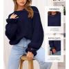 imageBTFBM Womens Oversized Sweater Crewneck Long Sleeve Fuzzy Knit Chunky Pullover Sweaters 2025 Fall Winter Trendy OutfitsNavy