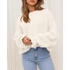 imageBTFBM Womens Oversized Sweater Crewneck Long Sleeve Fuzzy Knit Chunky Pullover Sweaters 2025 Fall Winter Trendy OutfitsWhite