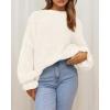 imageBTFBM Womens Oversized Sweater Crewneck Long Sleeve Fuzzy Knit Chunky Pullover Sweaters 2025 Fall Winter Trendy OutfitsWhite