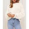 imageBTFBM Womens Oversized Sweater Crewneck Long Sleeve Fuzzy Knit Chunky Pullover Sweaters 2025 Fall Winter Trendy OutfitsWhite