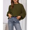 imageBTFBM Womens Pullover Sweaters Fall Winter 2025 Crew Neck Lantern Long Sleeve Casual Oversized Knit Sweater TopsArmy Green