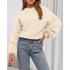 imageBTFBM Womens Pullover Sweaters Fall Winter 2025 Crew Neck Lantern Long Sleeve Casual Oversized Knit Sweater TopsBeige