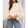 imageBTFBM Womens Pullover Sweaters Fall Winter 2025 Crew Neck Lantern Long Sleeve Casual Oversized Knit Sweater TopsBeige